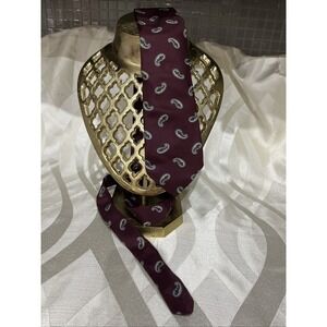 Robert Talbott Maroon Hand Sewn Hand Printed In Italy Paisley Silk Necktie Tie